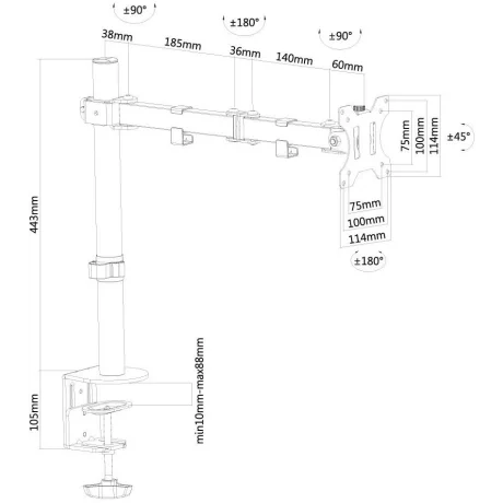 NM Screen TV Desk Clamp Full Mot 10&quot;-32&quot;