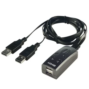 Switch KM Lindy 2 Port USB 1.1m, negru