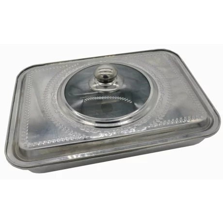 TAVA  CUPTOR CU CAPAC, INOX , 39x29x7 CM