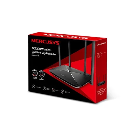 ROUTER MERCUSYS wireless 1200Mbps, 3 porturi 10/100/1000Mbps, Dual Band AC1200 &quot;AC12G&quot;(include timbru verde 1.75 lei)