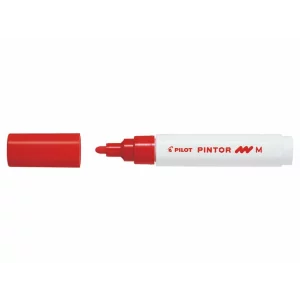 Marker cu vopsea Pintor, Pilot, 1.40 mm, varf rotund, Rosu Mediu