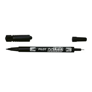 Marker permanent Pilot Twin BegreeN, varf rotund, 0.4 mm Negru