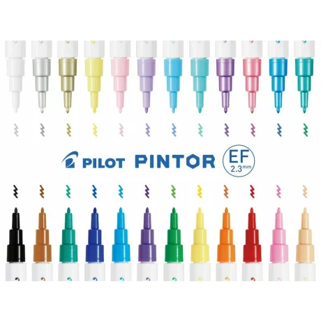 Marker cu vopsea Pintor, Pilot, 0.7 mm, varf rotund, EF, Albastru Pastel