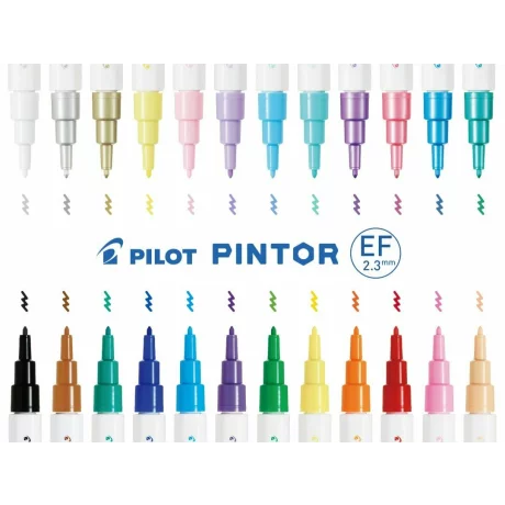 Marker cu vopsea Pintor, Pilot, 0.7 mm, varf rotund, EF, Galben Pastel