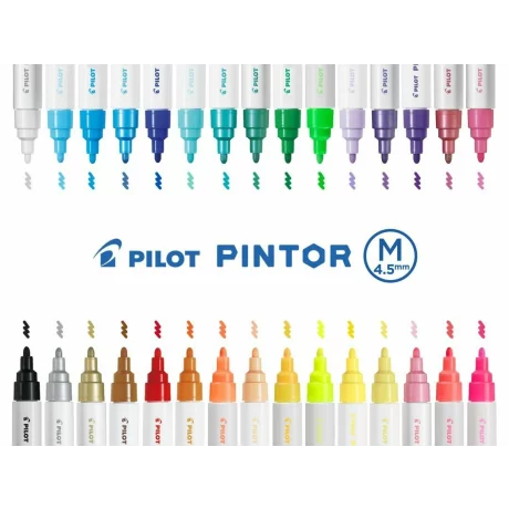 Marker cu vopsea Pintor, Pilot, 1.40 mm, varf rotund, Mediu, Argintiu