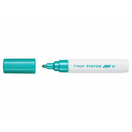 Marker cu vopsea Pintor, Pilot, 1.40 mm, varf rotund, Mediu, Verde Metalic