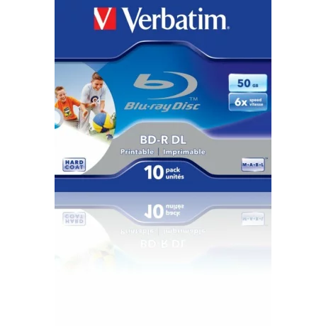 BD-R VERBATIM DUAL LAYER 50GB 6X WIDE PRINTABLE JEWEL CASE 43736