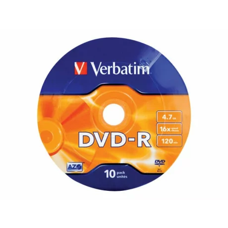 DVD-R VERBATIM 16X 4.7GB WAGON WRAP MATT SILVER SPINDLE 10 43729