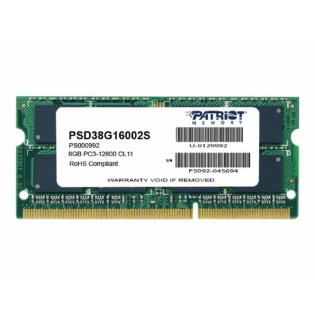 Memorie RAM PATRIOT PSD38G16002S DDR3 SODIMM Patriot 8 GB 1600 MHz CL11