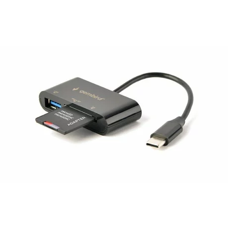 CARD READER extern GEMBIRD, 2 in 1, interfata USB Type C, negru, UHB-CR3-02