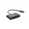 CARD READER extern GEMBIRD, 2 in 1, interfata USB Type C, negru, UHB-CR3-02