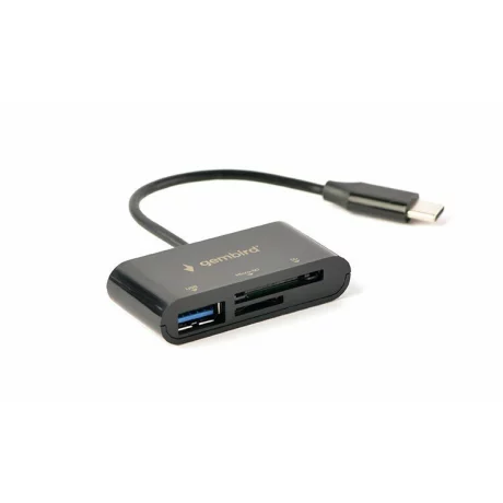 CARD READER extern GEMBIRD, 2 in 1, interfata USB Type C, negru, UHB-CR3-02