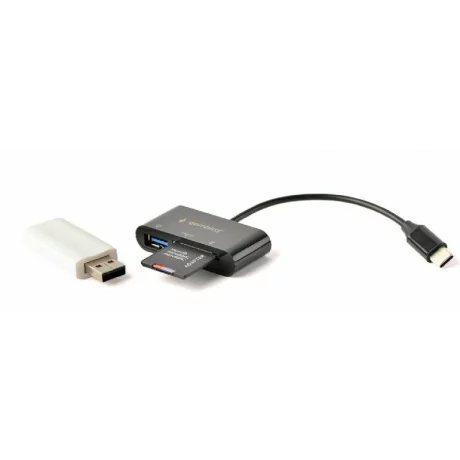 CARD READER extern GEMBIRD, 2 in 1, interfata USB Type C, negru, UHB-CR3-02