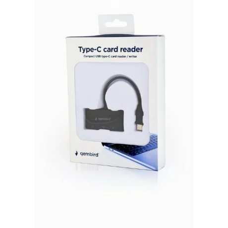 CARD READER extern GEMBIRD, 2 in 1, interfata USB Type C, negru, UHB-CR3-02