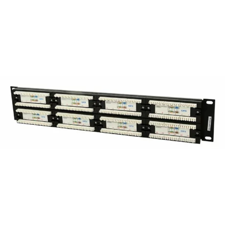 PATCH PANEL GEMBIRD 48 porturi, Cat6, 2U pentru rack 19&quot;, black, NPP-C648CM-001