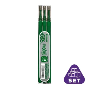 Set 3 rezerve roller Frixion Point, Pilot, 0.5 mm, varf fin Verde