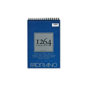 Bloc desen 1264 Black Drawing, A4, 200gr, 40 file, cu spirală Fabriano