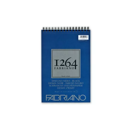 Bloc desen 1264 Black Drawing, A4, 200gr, 40 file, cu spirală Fabriano