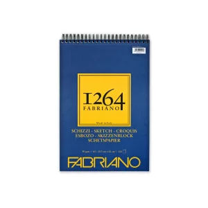 Bloc desen 1264 Schizzi, A3, 90gr, 120 file, cu spirală pe lățime Fabriano