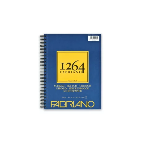 Bloc desen 1264 Schizzi, A4, 90gr, 120 file, cu spirală pe lățime Fabriano