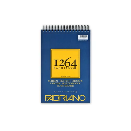 Bloc desen 1264 Schizzi, A4, 90gr, 120 file, cu spirală pe lățime Fabriano