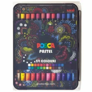 Set 24 creioane colorate Pastel uleios Posca KPA-100 1.0-6.8mm, cu cutie depozitare