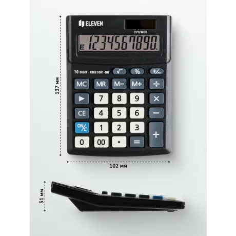 Calculator de birou 10 digiți, 137 x 102 x 31 mm, Eleven CMB1001-BK