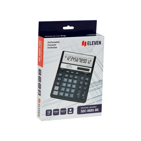 Calculator de birou 12 digiți, 203 x 158 x 31 mm, Eleven SDC-888X-BK