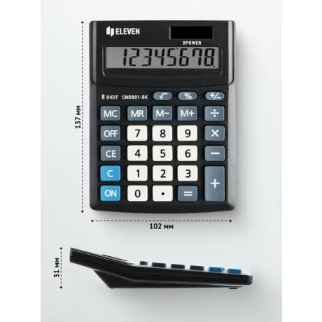 Calculator de birou 8 digiți, 137 x 102 x 31 mm, Eleven CMB801-BK