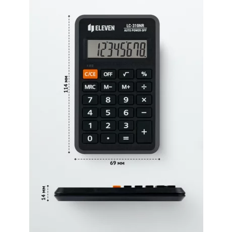 Calculator de buzunar 8 digiți, 114 x 69 x 14 mm, Eleven LC-310NR