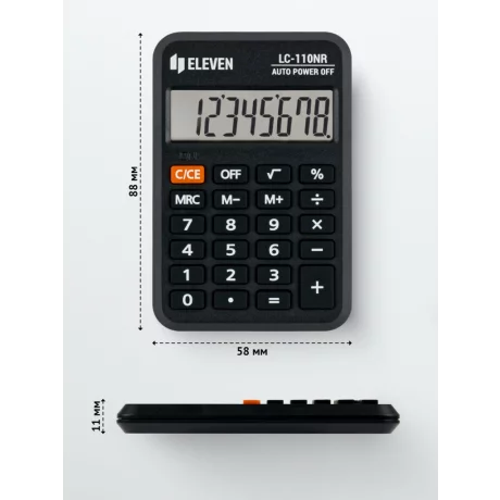 Calculator de buzunar 8 digiți, 88 x 58 x 11 mm, Eleven LC-110NR
