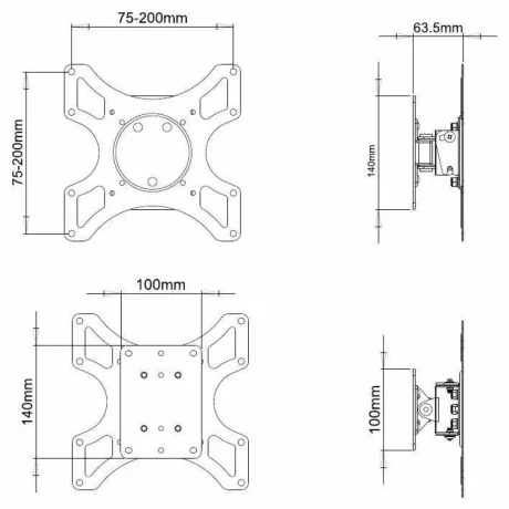 Suport cu fixare in perete TV Techly, 17-37, Reglabil, Negru, ICA-LCD 2900B