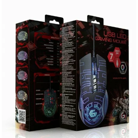 MOUSE GEMBIRD gaming cu fir USB optic negru MUSG-RGB-01