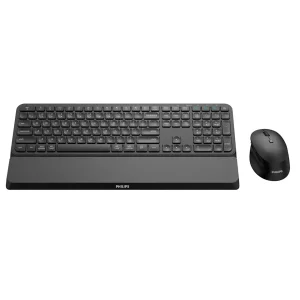 Kit tastatura si mouse wireless Philips wireless negru SPT6607