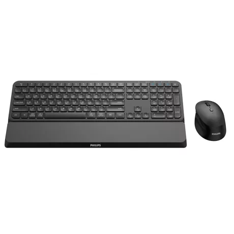 Kit tastatura si mouse wireless Philips wireless negru SPT6607