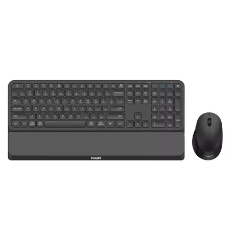 Kit tastatura si mouse wireless Philips wireless negru SPT6607