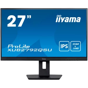IIYAMA 27&quot; ETE IPS-panel, ULTRA SLIM LINE, 2560x1440 WQHD, 5ms, FreeSync, 15cm height adj. stand, 350cd/m2, VGA, HDMI, DisplayPort, Speakers,  USB-HUB(2x3.0) &quot;XUB2792QSU-B5&quot; (include TV 6lei)