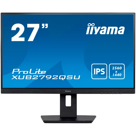 IIYAMA 27&quot; ETE IPS-panel, ULTRA SLIM LINE, 2560x1440 WQHD, 5ms, FreeSync, 15cm height adj. stand, 350cd/m2, VGA, HDMI, DisplayPort, Speakers,  USB-HUB(2x3.0) &quot;XUB2792QSU-B5&quot; (include TV 6lei)