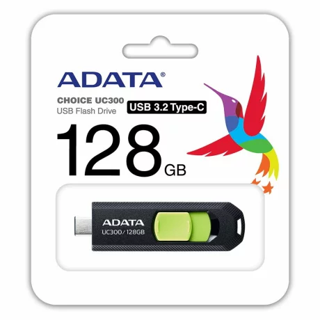 MEMORIE USB Type-C 3.2 ADATA 128 GB retractabila negru / verde ACHO-UC300-128G-RBK/GN