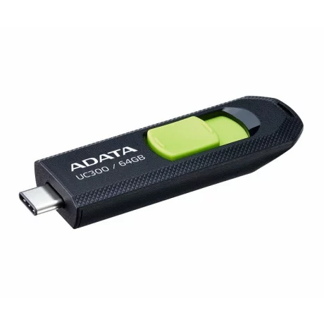 MEMORIE USB Type-C 3.2 ADATA 64 GB retractabila negru / verde ACHO-UC300-64G-RBK/GN