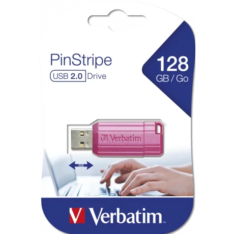 Memorie USB2.0 128GB Verbatim PINSTRIPE STORE N GO roz 49460