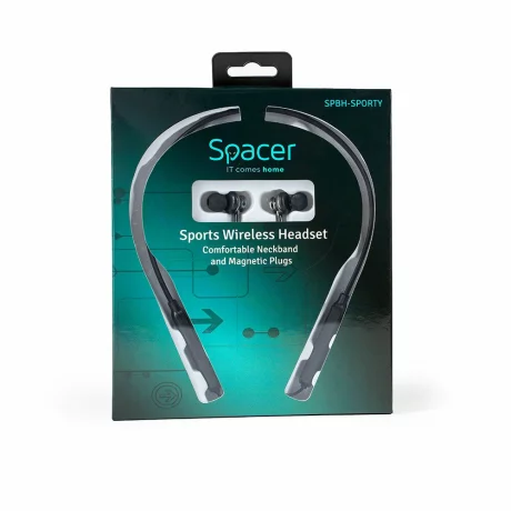 Casti wireless Spacer negru SPBH-SPORTY