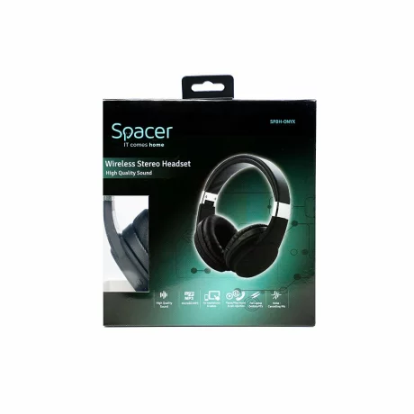 Casti wireless Spacer negru SPBH-ONYX