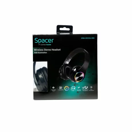 Casti wireless Spacer negru SPBH-CRYSTAL-RGB