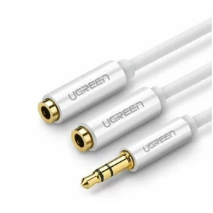 Cablu audio Ugreen 3.5 mm jack la 2 x 3.5 mm jack 0.20 m alb 10780