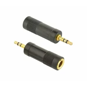 Adaptor audio GEMBIRD stereo 1 x 6.35 mm jack la 1 x 3.5 mm jack negru A-6.35F-3.5M