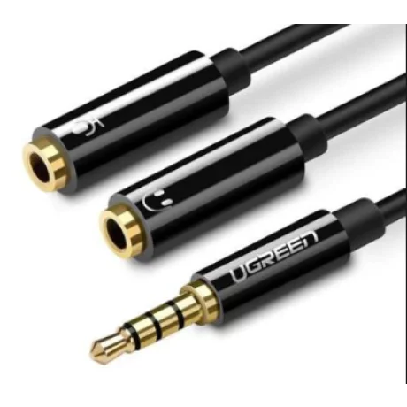 Cablu audio Ugreen stereo 3.5 mm jack la 2 x 3.5 mm jack 0.20 m negru 30620