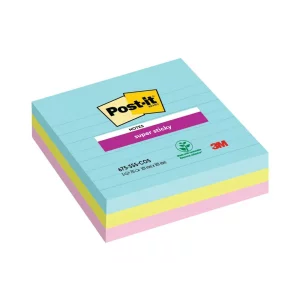 Notițe adezive Super Sticky pentru conferință, liniate, 101 mm x 101 mm, 3 x 75 file, Post-it