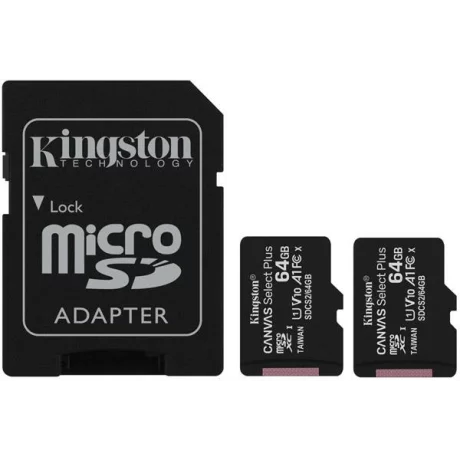 64GB micSDXC Canvas Select Plus 100R A1 C10 Two Pack +  Single ADP, &quot;SDCS2/64GB-2P1A&quot; (timbru verde 0.03 lei)