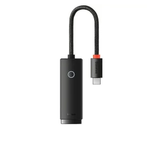 ADAPTOR RETEA Baseus Lite, USB Type-C to RJ-45 Gigabit LAN, LED, negru &quot;WKQX000301&quot; (timbru verde 0.18 lei)  - 6932172606114